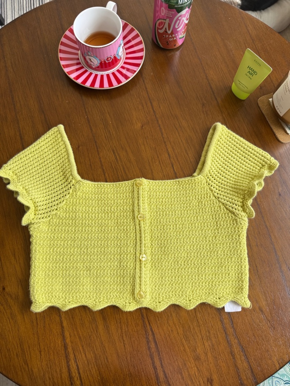 Zara Bright Lemon Yellow Cropped Knit top